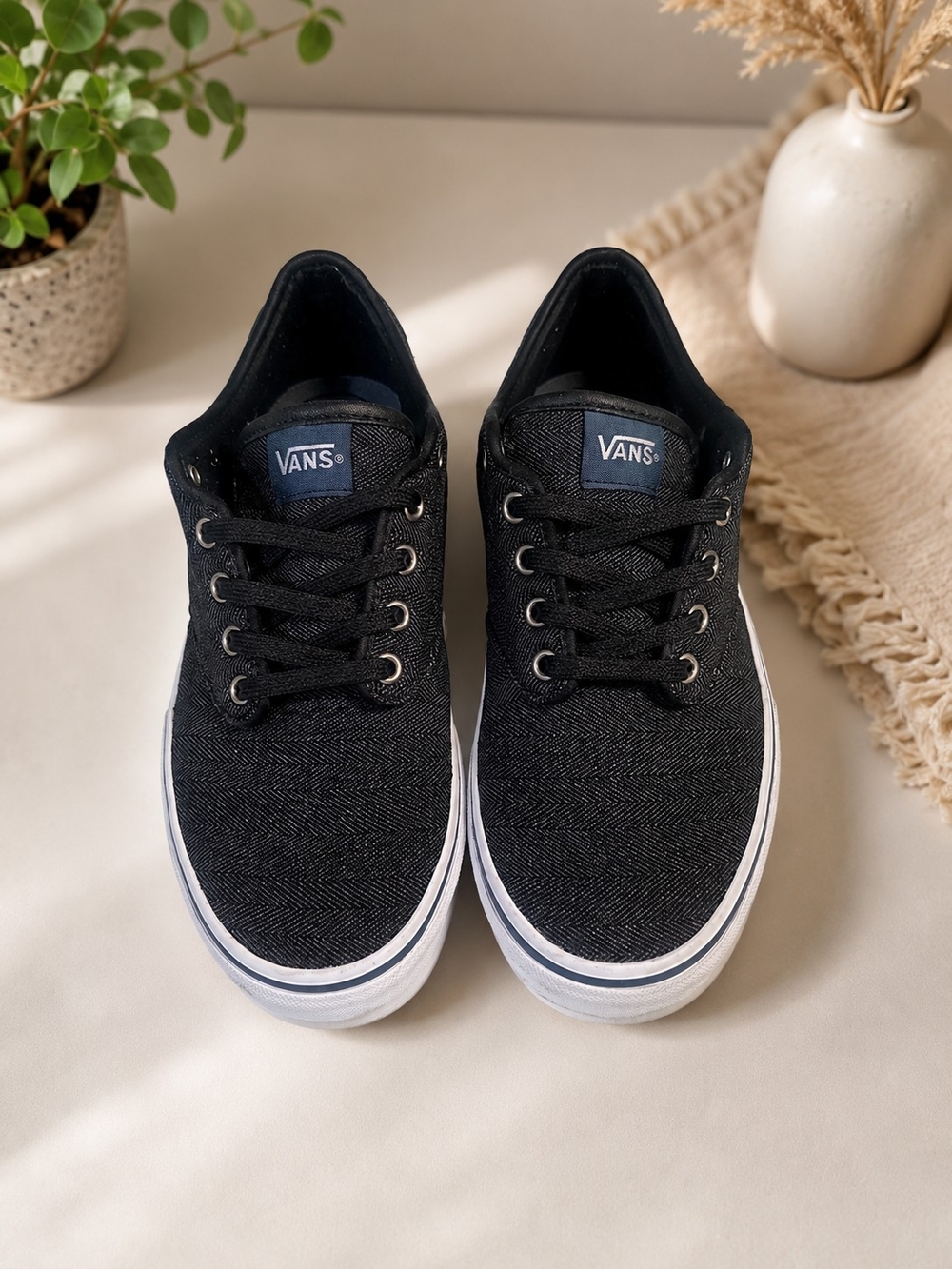 Vans Black Canvas Low-Top Sneakers